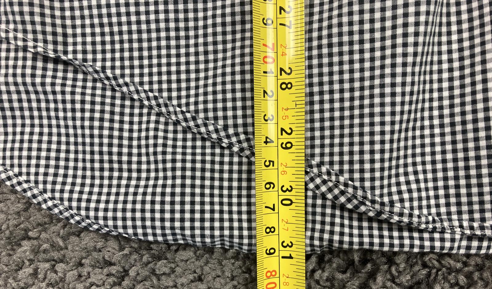 Huntington Mens Dress Shirt 100% Egyptian Cotton Black White Gingham Sz  17 34