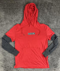 Zoo York Hoodie Mens Red Black Layered Long Sleeve Skate Pullover Pocket Sz S