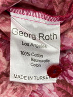 Georg Roth Los Angeles Floral Rose Shirt Women's Pink Cotton Velvet Trim Sz L