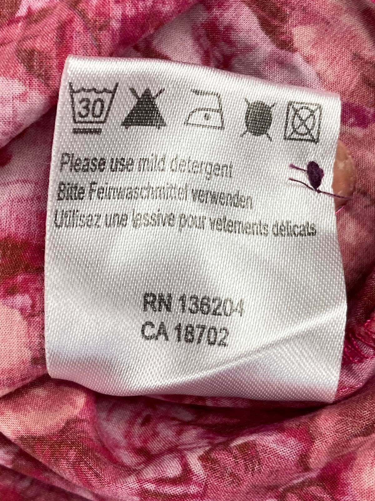 Georg Roth Los Angeles Floral Rose Shirt Women's Pink Cotton Velvet Trim Sz L
