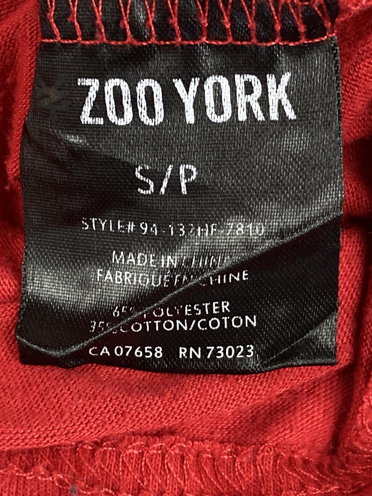 Zoo York Hoodie Mens Red Black Layered Long Sleeve Skate Pullover Pocket Sz S