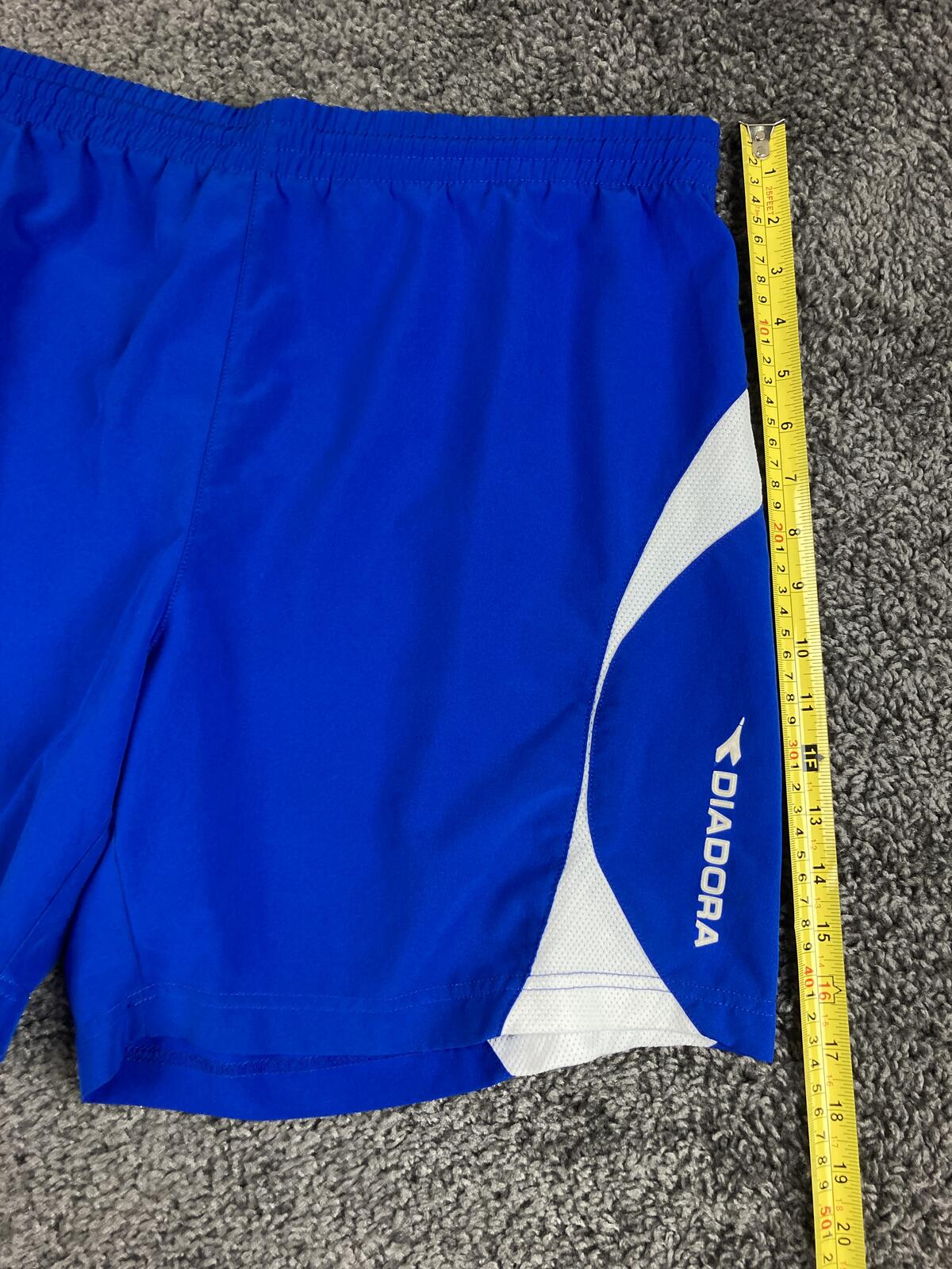 Diadora Mens Soccer Shorts Large Blue White Training Athletic Running Gym Sz XL