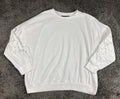 Joei & i White Floral Lace Sleeve Sweatshirt Womens Pullover Sz 1X