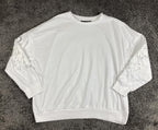 Joei & i White Floral Lace Sleeve Sweatshirt Womens Pullover Sz 1X