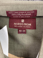 VTG 90s Nordstrom Sailboat Logo Dress Shirt Tan 100s 2-Ply Cotton Sz 16.5 34 NWT