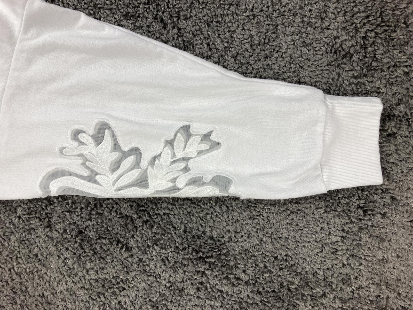 Joei & i White Floral Lace Sleeve Sweatshirt Womens Pullover Sz 1X