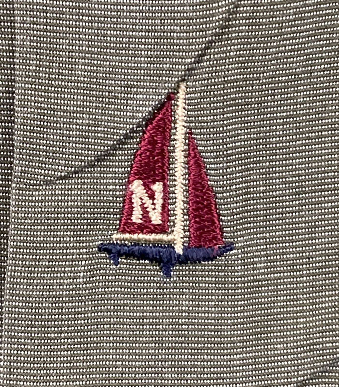 VTG 90s Nordstrom Sailboat Logo Dress Shirt Tan 100s 2-Ply Cotton Sz 16.5 34 NWT