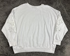 Joei & i White Floral Lace Sleeve Sweatshirt Womens Pullover Sz 1X