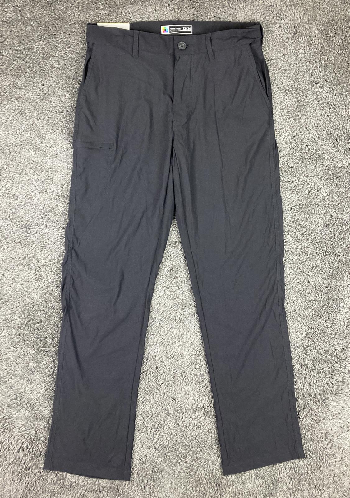 UB Tech Men's Comfort Waist Chino Black Travel Pants Stretch UPF 50 Sz 32x34 NWT