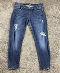 Hudson Krista Super Skinny Jeans Womens Distressed Blue Crop Ankle Stretch Sz 28
