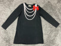 Kate Spade Girls 10Y Black Pearl Necklace Dress Red Bow Spade Charm 140 LS