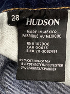 Hudson Krista Super Skinny Jeans Womens Distressed Blue Crop Ankle Stretch Sz 28