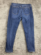 Hudson Krista Super Skinny Jeans Womens Distressed Blue Crop Ankle Stretch Sz 28