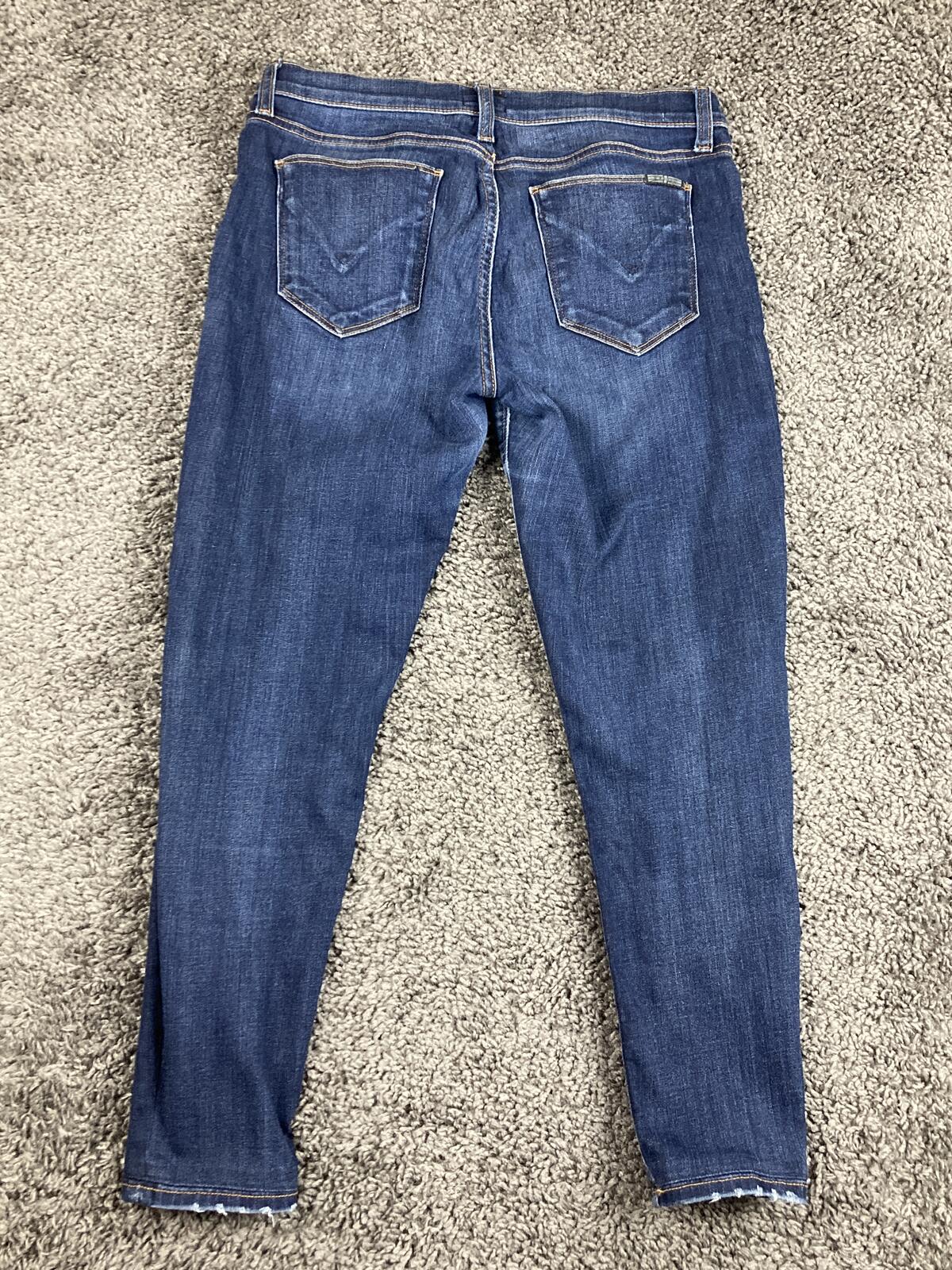 Hudson Krista Super Skinny Jeans Womens Distressed Blue Crop Ankle Stretch Sz 28