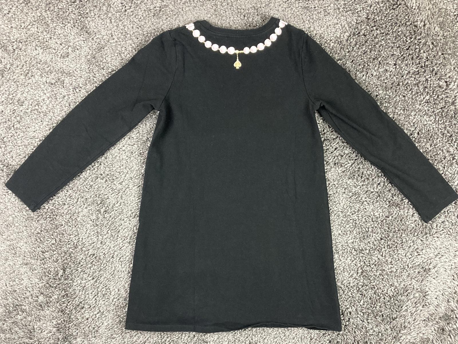 Kate Spade Girls 10Y Black Pearl Necklace Dress Red Bow Spade Charm 140 LS