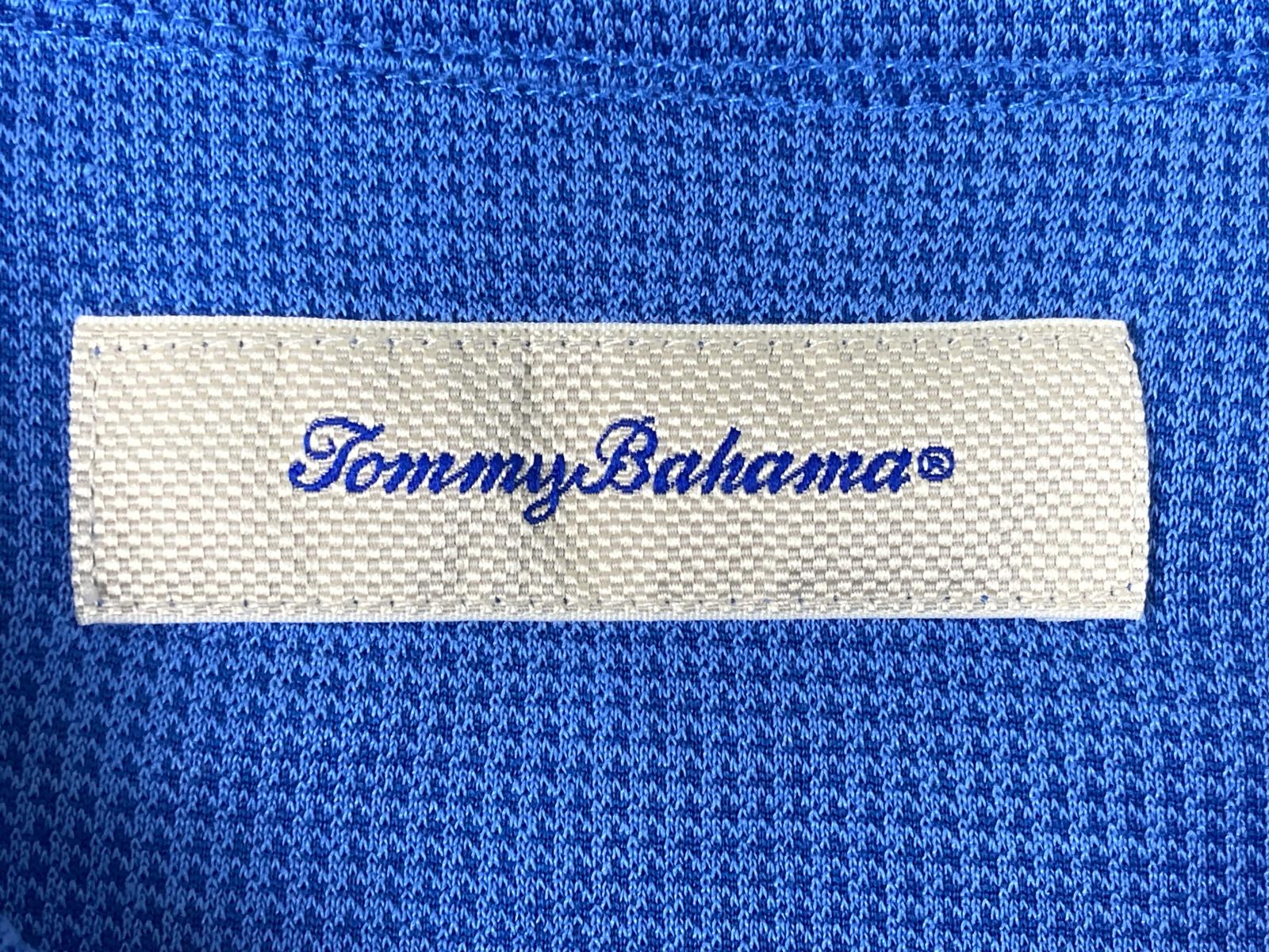 Tommy Bahama Men Sz L Blue Modal Polo Shirt Soft Marlin Logo Lightweight