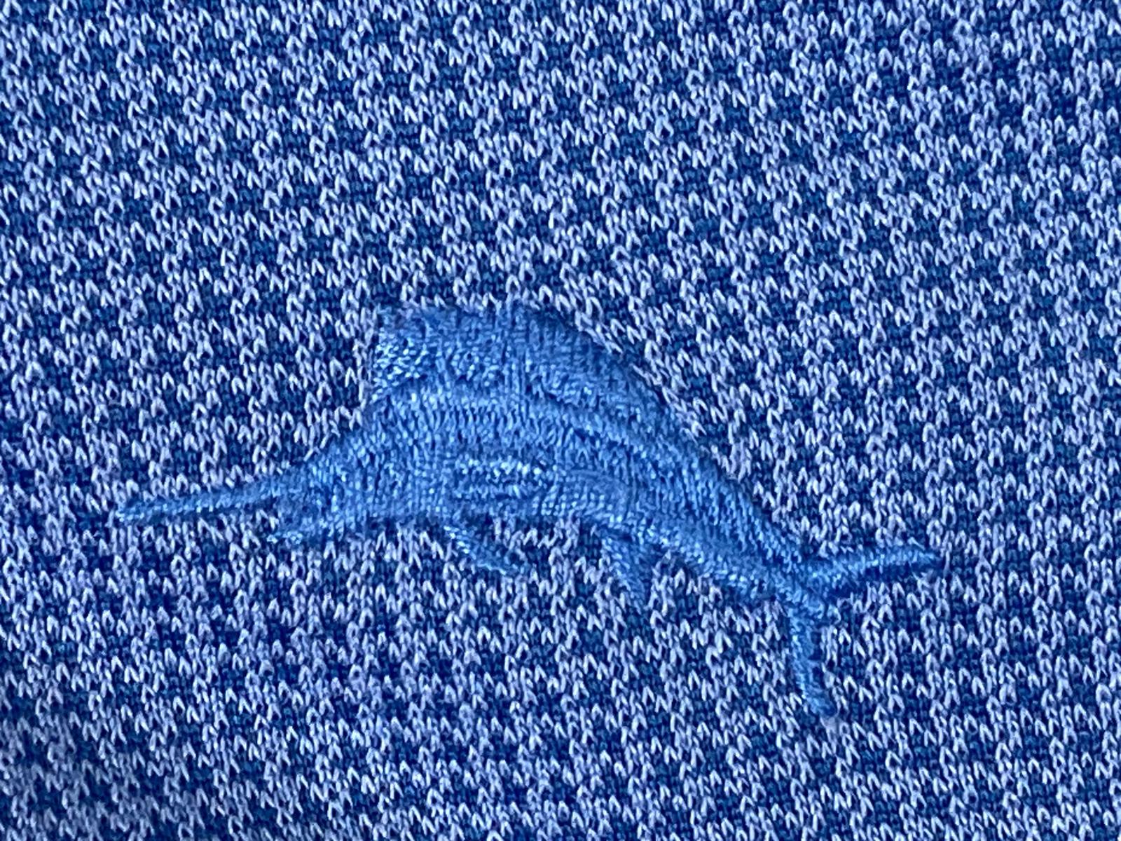 Tommy Bahama Men Sz L Blue Modal Polo Shirt Soft Marlin Logo Lightweight