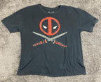 Marvel Deadpool T Shirt Mens Black Graphic Tee Crossed Swords Logo Comic Book XL