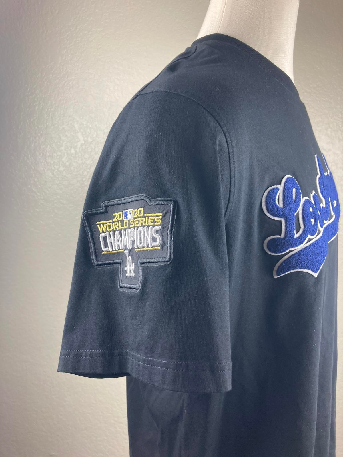 Los Angeles Dodgers Men 2XL Black Shirt 2020 World Series Champions 100% Cotton