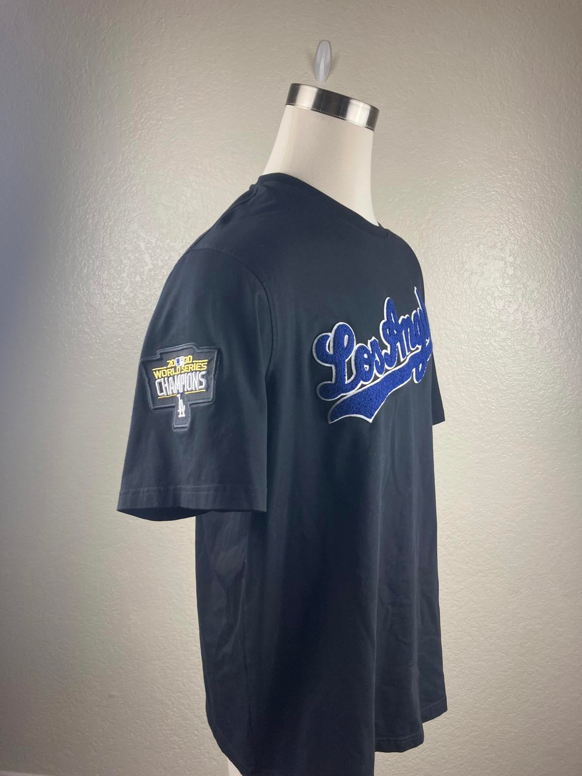 Los Angeles Dodgers Men 2XL Black Shirt 2020 World Series Champions 100% Cotton