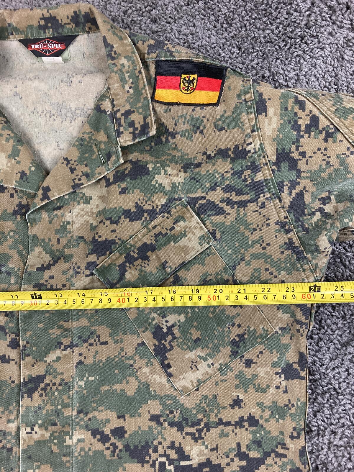 Tru-Spec BDU Camo Combat Jacket Shirt Regular Digital Woodland German Flag Sz L