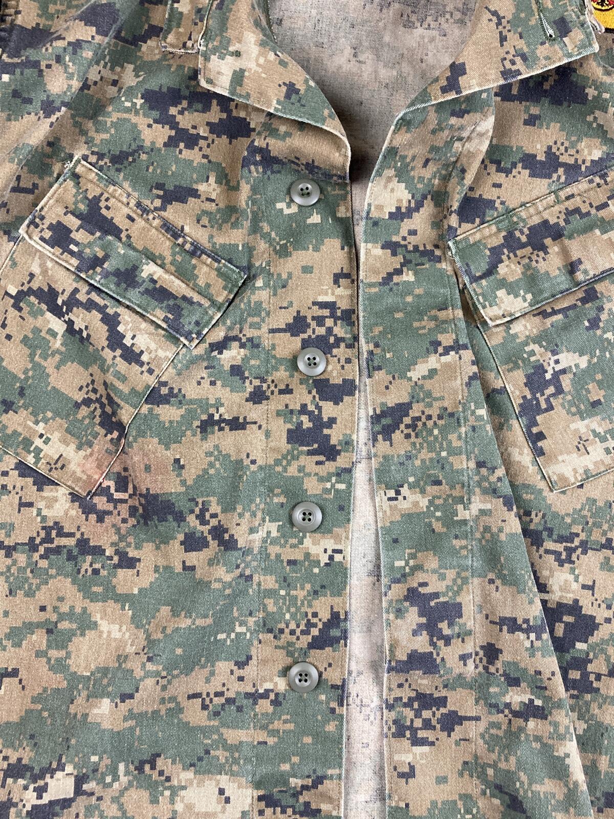 Tru-Spec BDU Camo Combat Jacket Shirt Regular Digital Woodland German Flag Sz L