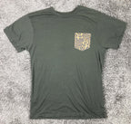 Vans Premium T-Shirt Men's  Olive Green Blue Leopard Print Chest Pocket Sz M