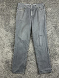 Integriti Mens Jeans Charcoal Black Straight Denim Distressed Hem Sz 33x34