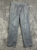 Integriti Mens Jeans Charcoal Black Straight Denim Distressed Hem Sz 33x34
