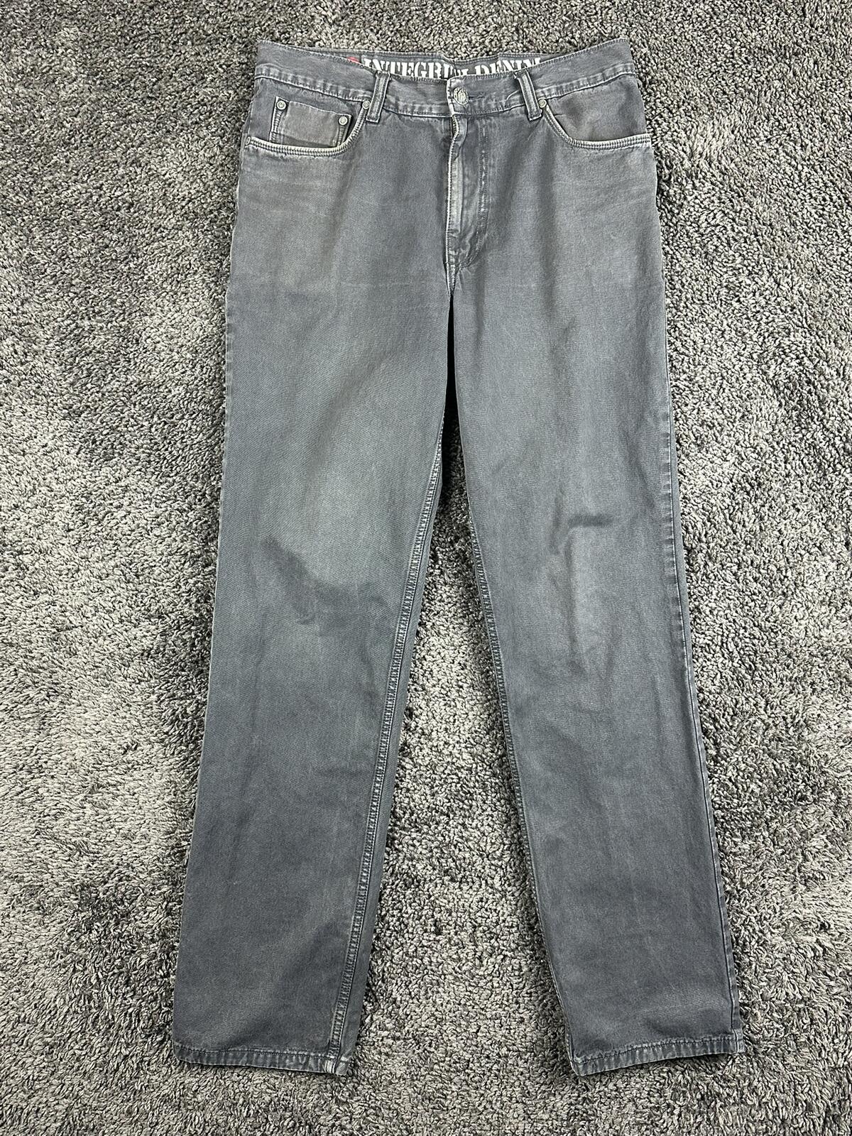 Integriti Mens Jeans Charcoal Black Straight Denim Distressed Hem Sz 33x34