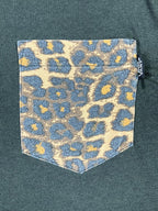Vans Premium T-Shirt Men's  Olive Green Blue Leopard Print Chest Pocket Sz M