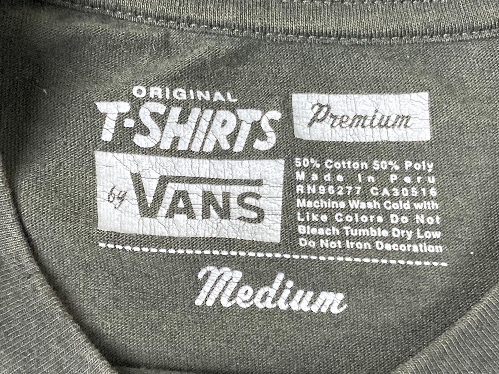 Vans Premium T-Shirt Men's  Olive Green Blue Leopard Print Chest Pocket Sz M
