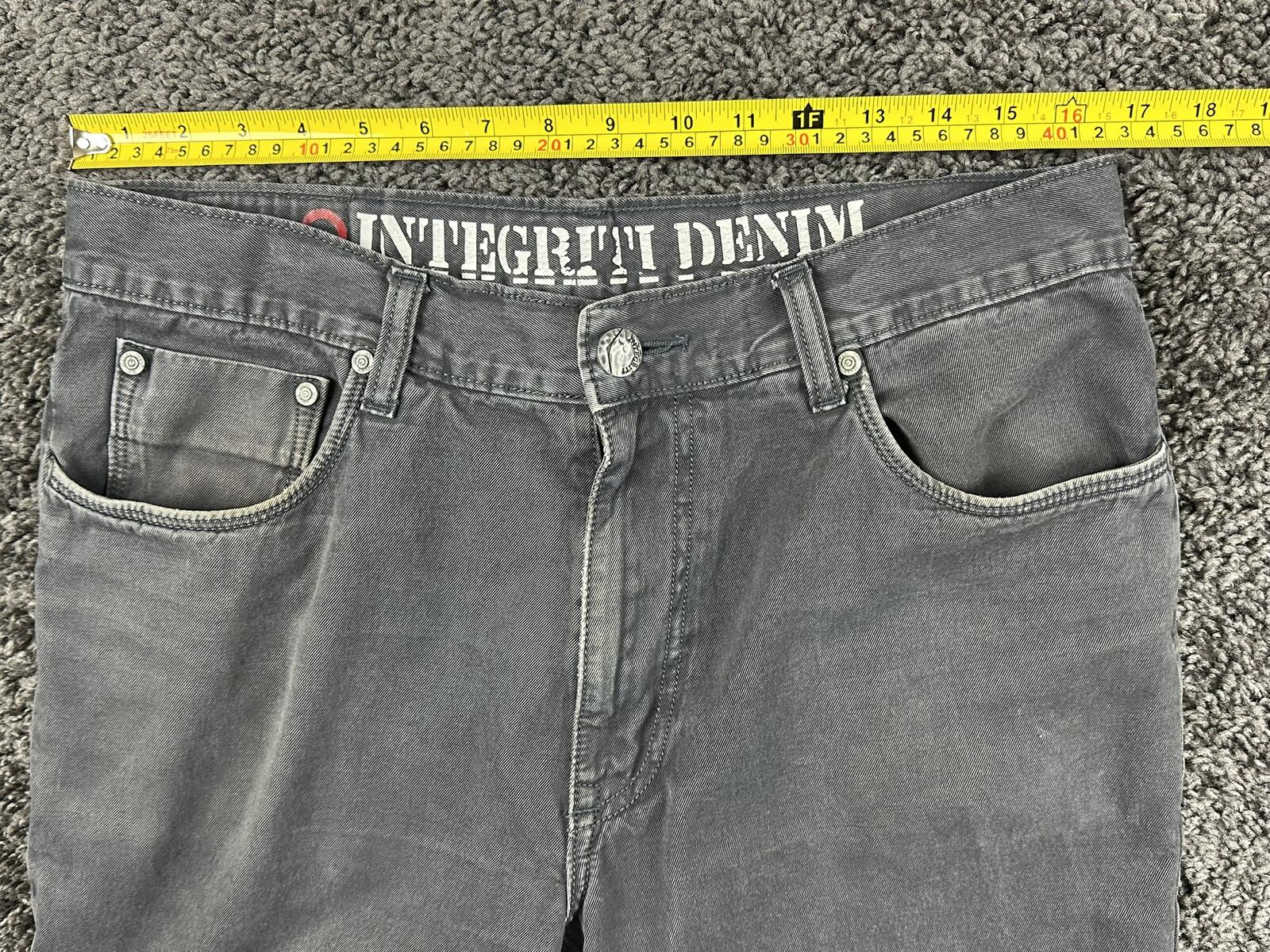 Integriti Mens Jeans Charcoal Black Straight Denim Distressed Hem Sz 33x34