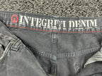 Integriti Mens Jeans Charcoal Black Straight Denim Distressed Hem Sz 33x34