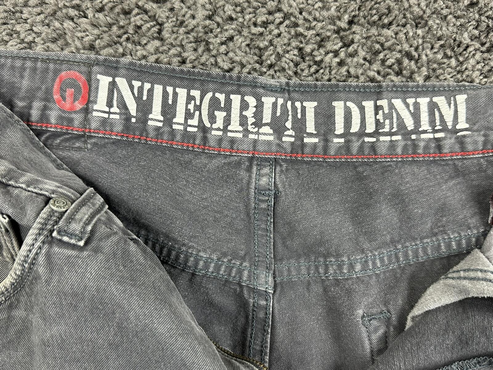 Integriti Mens Jeans Charcoal Black Straight Denim Distressed Hem Sz 33x34