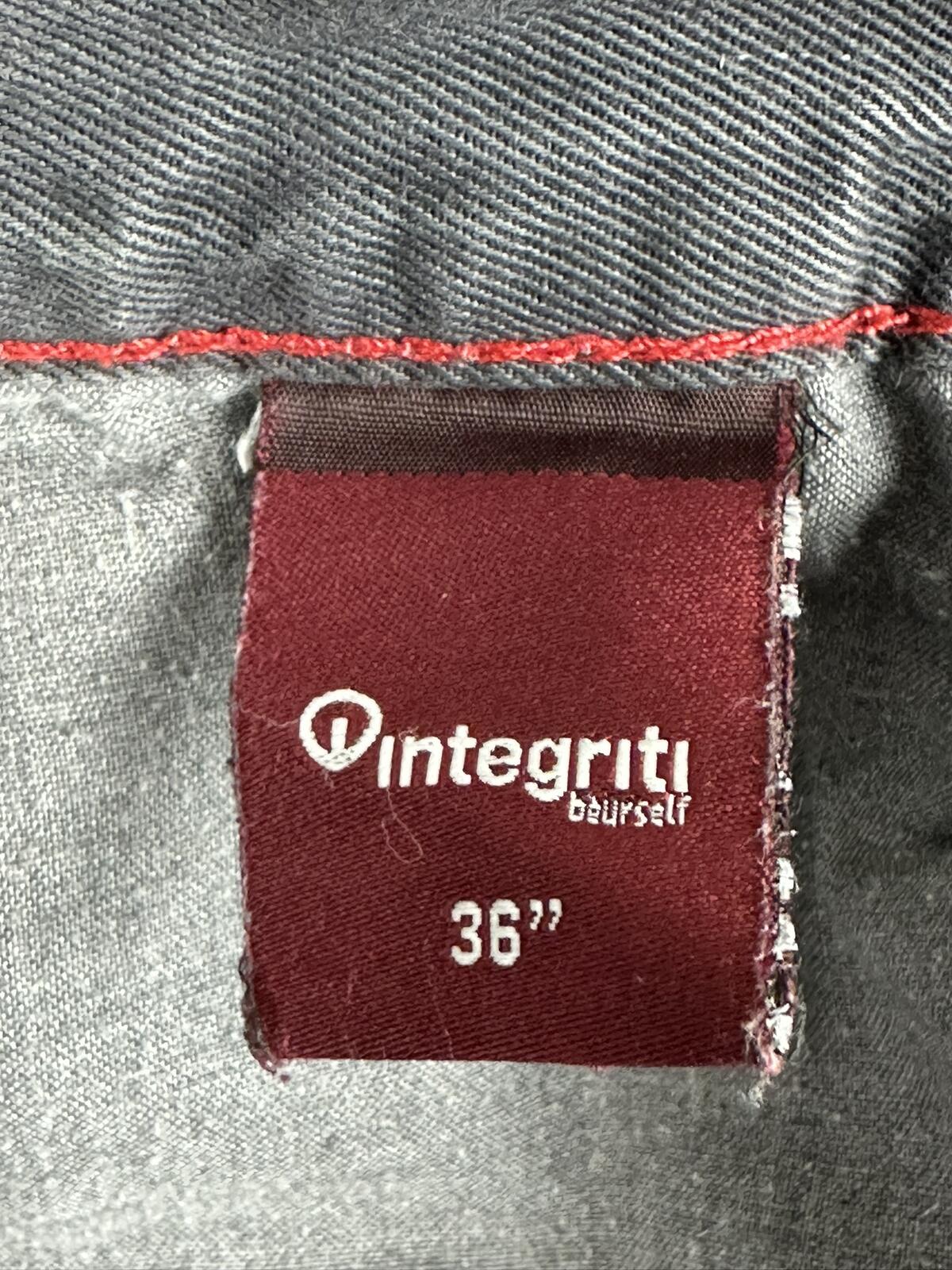 Integriti Mens Jeans Charcoal Black Straight Denim Distressed Hem Sz 33x34