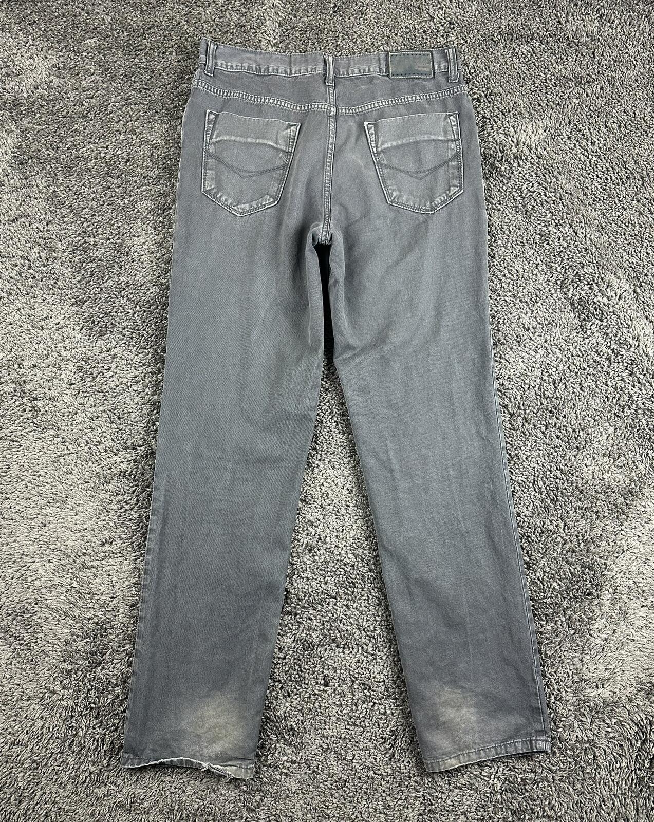 Integriti Mens Jeans Charcoal Black Straight Denim Distressed Hem Sz 33x34