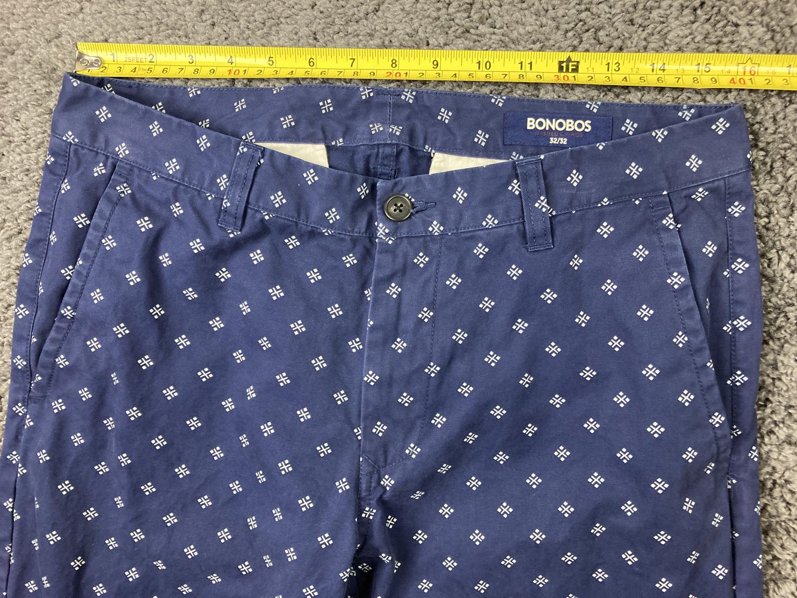 Bonobos Men's Navy Geometric Washed Chinos 100% Cotton Slim Straight Sz 32x32