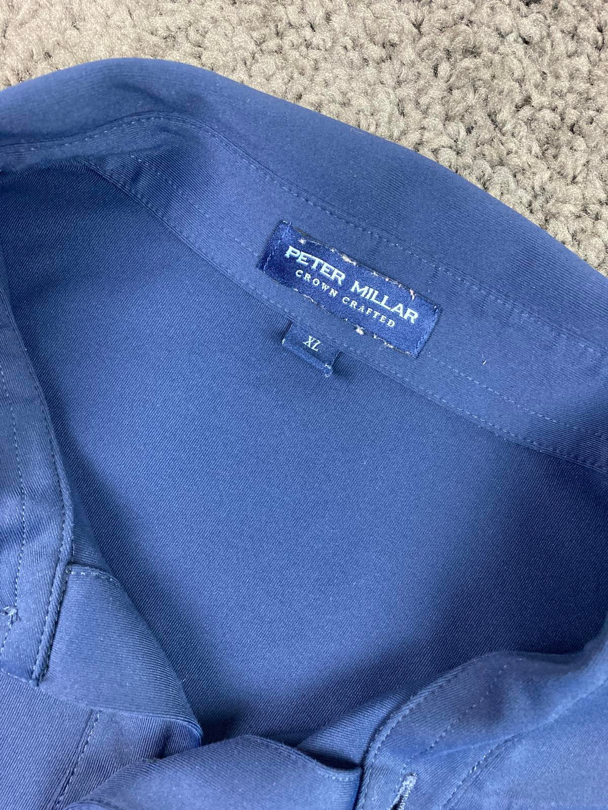 Peter Millar Polo Shirt Crown Crafted Navy Blue Performance Size XL