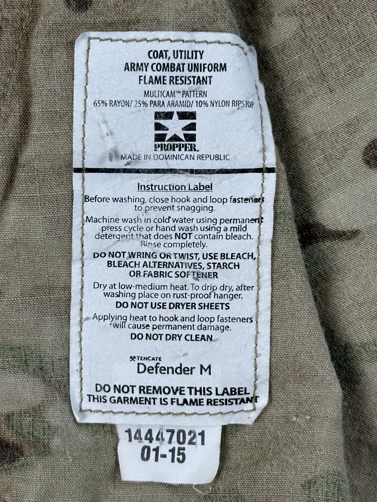 Propper USGI Army Combat Uniform Coat Mens Regular Multicam Flame Resistant Sz M