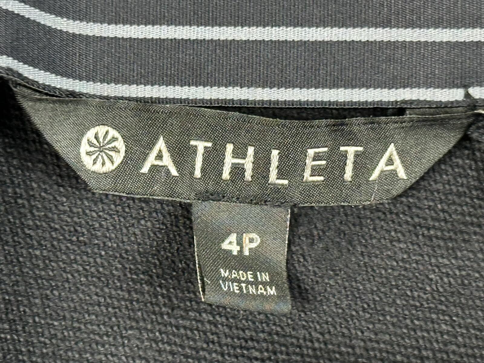 Athleta Wander Slim Pant Black Trek Tech High Rise Back Zip Ankle Slit Sz 4P
