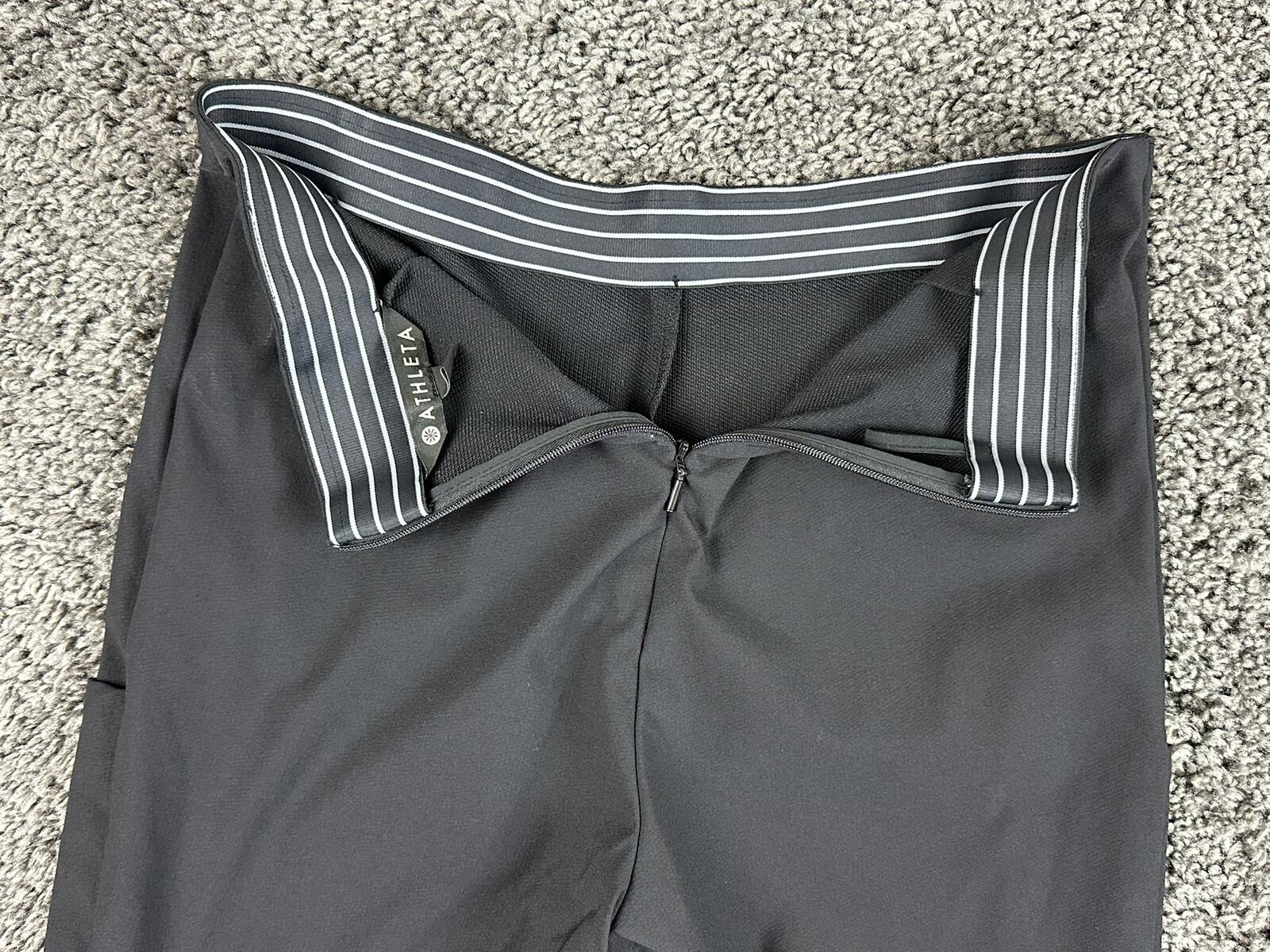 Athleta Wander Slim Pant Black Trek Tech High Rise Back Zip Ankle Slit Sz 4P