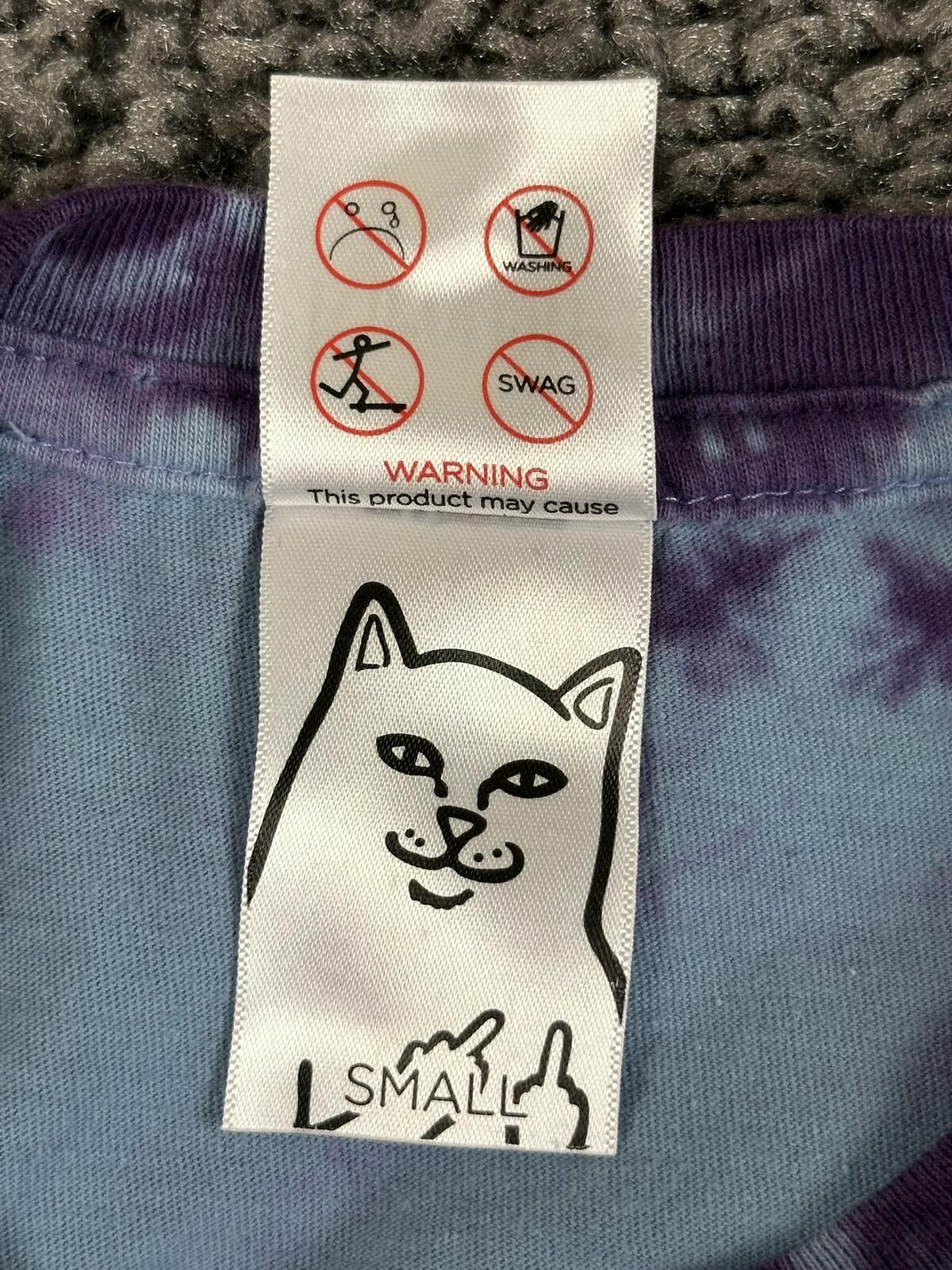 RIPNDIP Shirt Mens Purple Tie Dye Mushroom Hookah Cat Lord Nermal Pocket Tee S