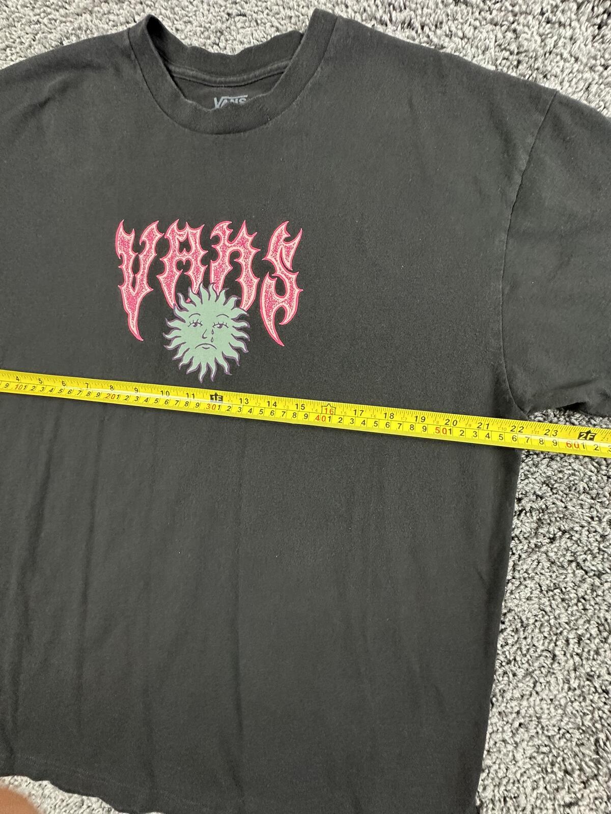 Vans Shirt Mens Black Loose Fit Crying Sunface Gothic Pink Graphic Skate Tee L