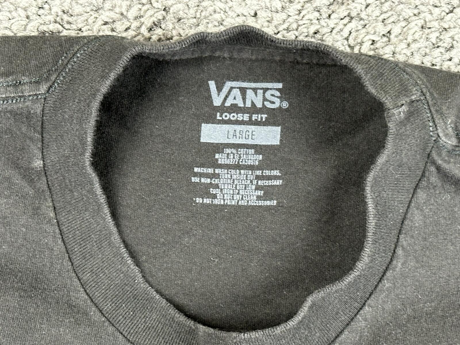 Vans Shirt Mens Black Loose Fit Crying Sunface Gothic Pink Graphic Skate Tee L