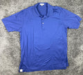 Peter Millar Blue Cotton Polo Shirt Men XL Made in Korea Casual Knit Top