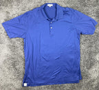 Peter Millar Blue Cotton Polo Shirt Men XL Made in Korea Casual Knit Top