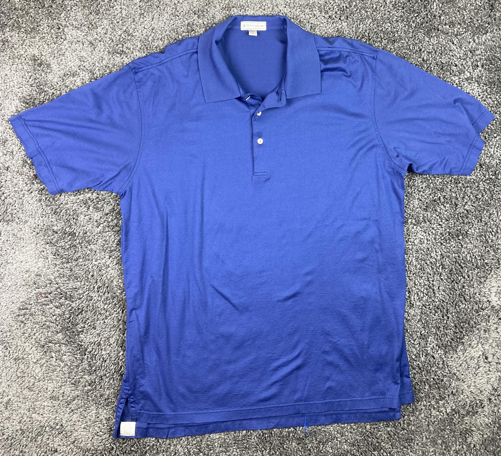 Peter Millar Blue Cotton Polo Shirt Men XL Made in Korea Casual Knit Top