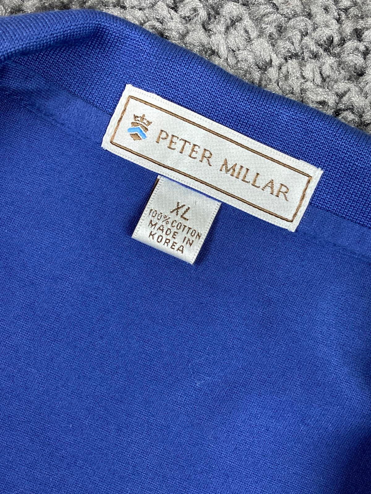 Peter Millar Blue Cotton Polo Shirt Men XL Made in Korea Casual Knit Top