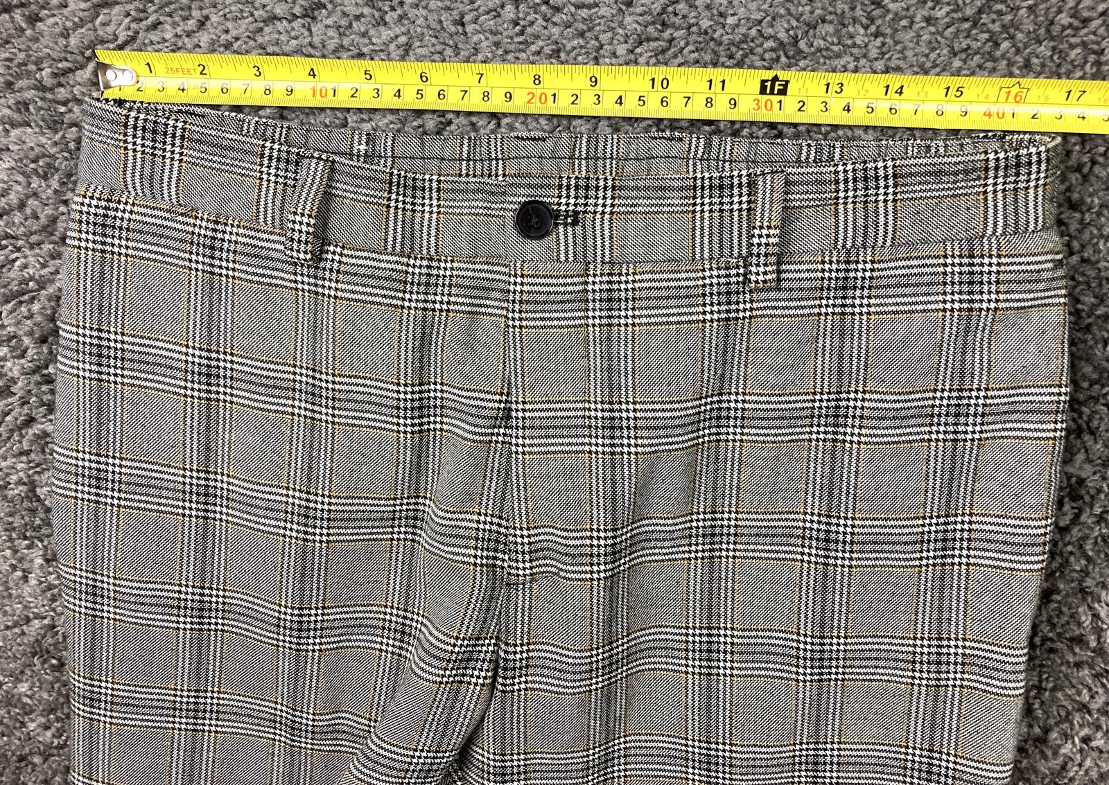Zara Gray Plaid Dress Pants Womens Elastic Waist Tapered Slim Fit Trousers XL 34